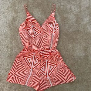 Orange and White Striped Romper